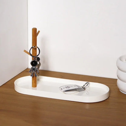 Nordic Tree Jewelry Stand - Black Minimalist Necklace & Earring Organizer Tray