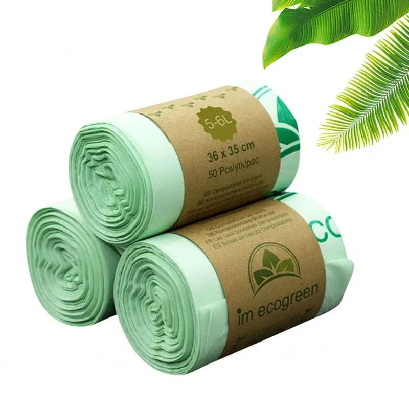 50pcs 6/8/10L Trash Bags Biodegradable Garbage Bags