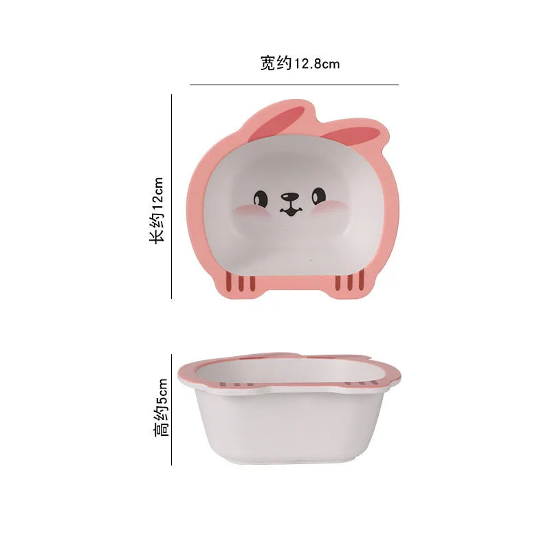 Eco-Friendly Bamboo Fiber Baby Feeding Bowl - Cute Animal Designs (BPA Free)