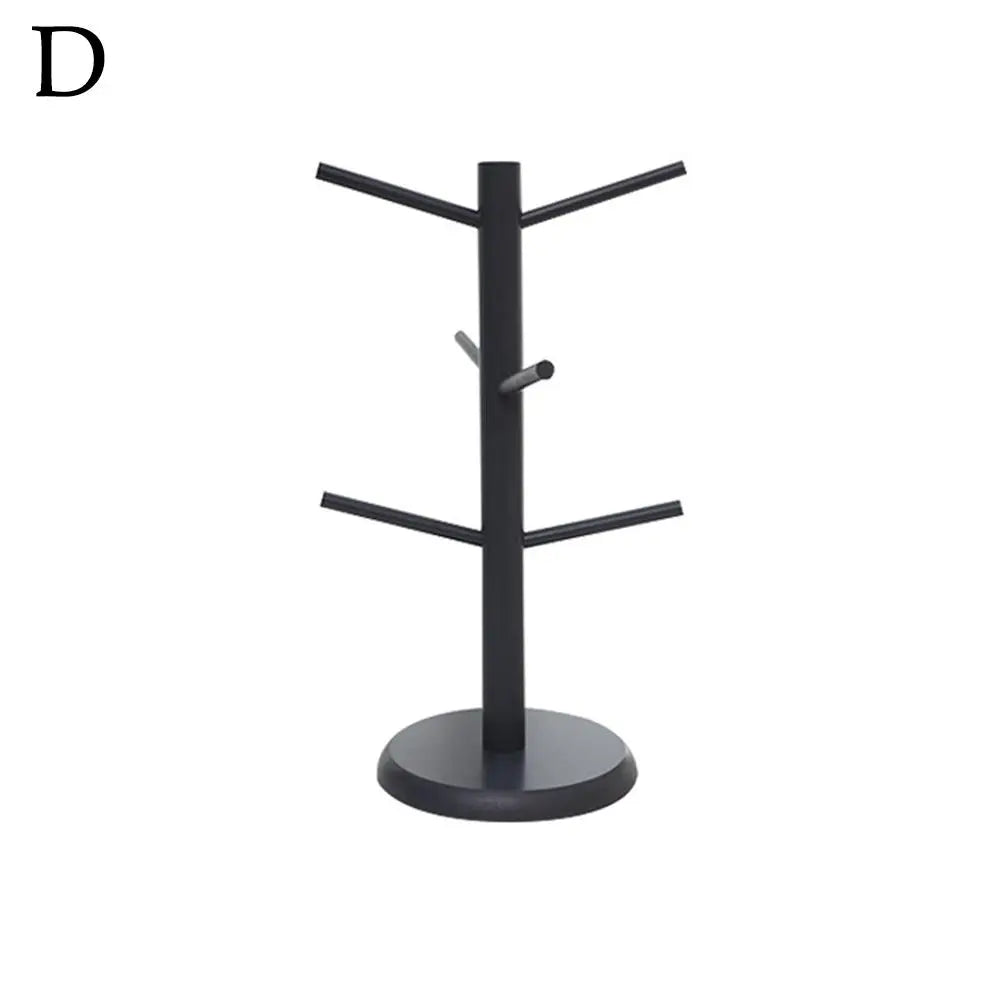 Nordic Bamboo Mug Tree | 6-Hook Eco-Friendly Coffee Cup Stand & Kitchen Counter Organizer | Thick Round Base