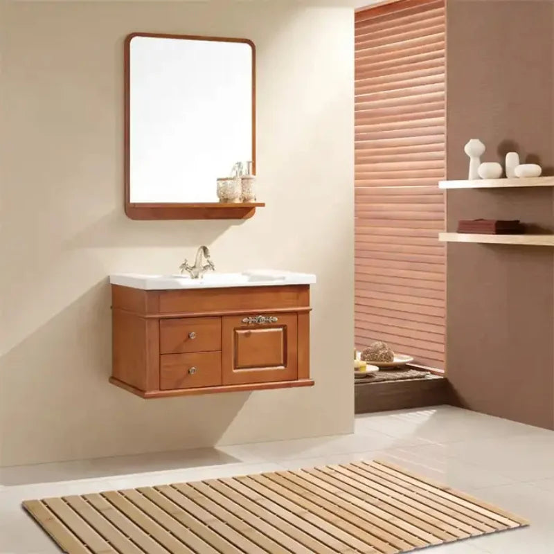 Nordic Spa Bamboo Bath Mat - Non-Slip, Water Resistant & Roll-Up Design