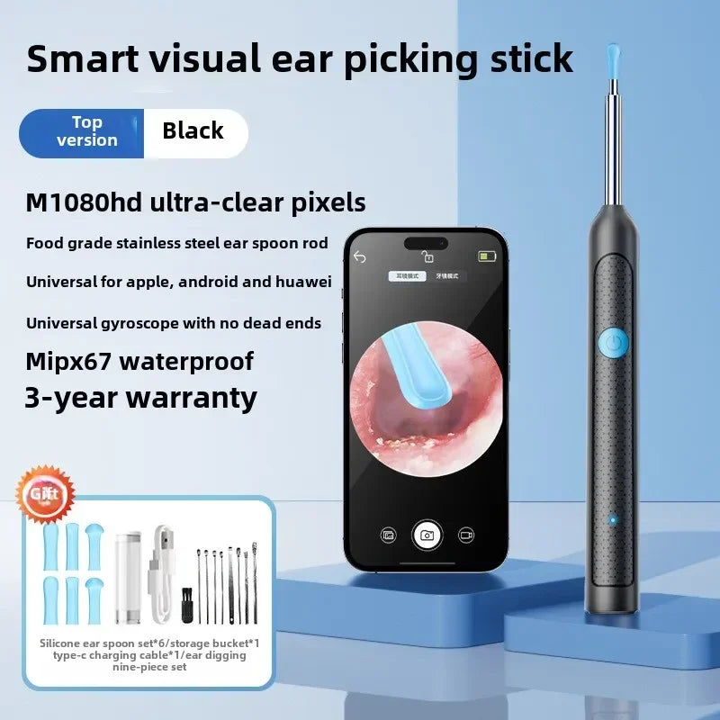 Wireless Ear Cleaning Endoscope with Camera – Visual Silicone Ear Spoon Otoscope Safe Earwax Removal Tool for Kids & Adults