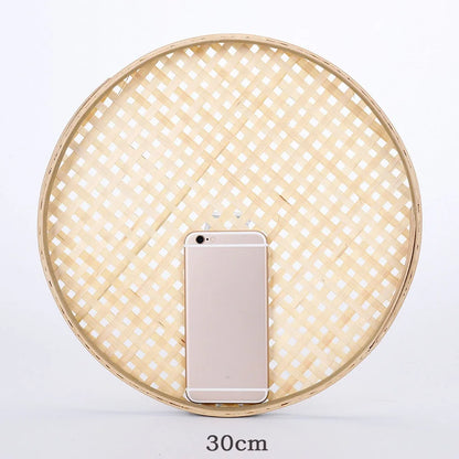 NordicNature Handwoven Bamboo Serving Tray & Wall Decor - Eco-Friendly Round Storage Basket