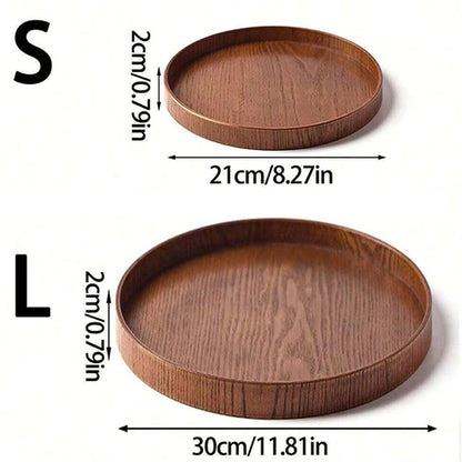 Round Wooden Serving Tray – 21cm / 27cm / 30cm Rustic Wooden Platter for Coffee, Tea, Breakfast, Dinner & Food Serving – Decorative Kitchen & Home Table Tray