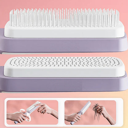 Never Clean Your Hairbrush Again! - Magic Self-Cleaning Rotating Massage Comb, Anti-Hair Loss Scalp Stimulator, Retractable Bristles Remove Tangles & Debris Instantly
