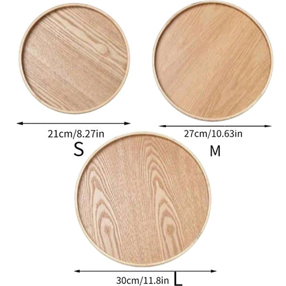 Round Wooden Serving Tray – 21cm / 27cm / 30cm Rustic Wooden Platter for Coffee, Tea, Breakfast, Dinner & Food Serving – Decorative Kitchen & Home Table Tray