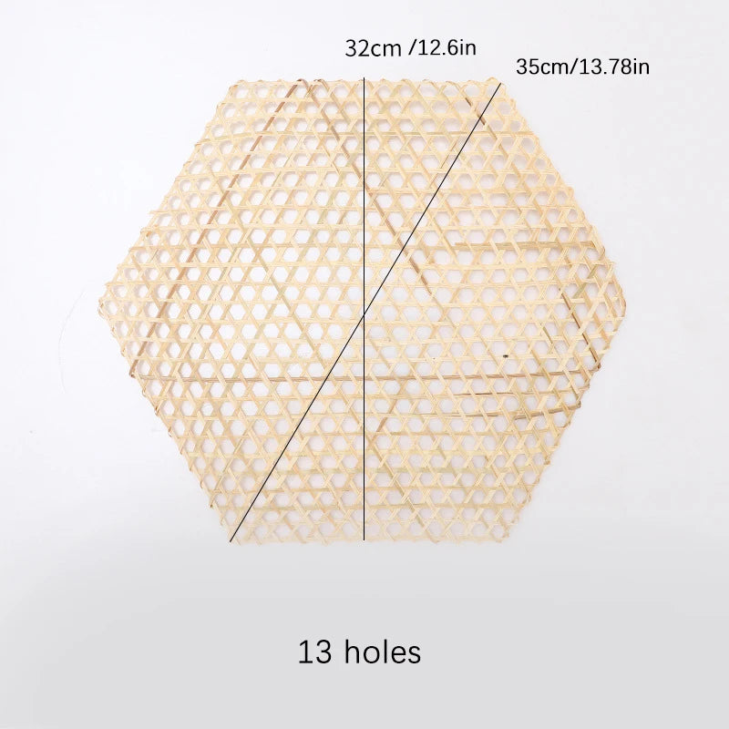 Handmade Hexagonal Bamboo Woven Mat (5-Pack) - Japanese Style Food Serving Net & Steamer Liner