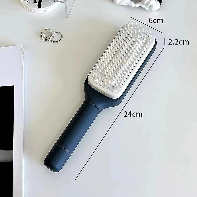 Never Clean Your Hairbrush Again! - Magic Self-Cleaning Rotating Massage Comb, Anti-Hair Loss Scalp Stimulator, Retractable Bristles Remove Tangles & Debris Instantly
