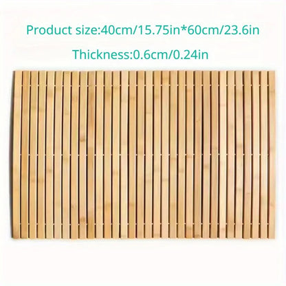 Nordic Spa Bamboo Bath Mat - Non-Slip, Water Resistant & Roll-Up Design