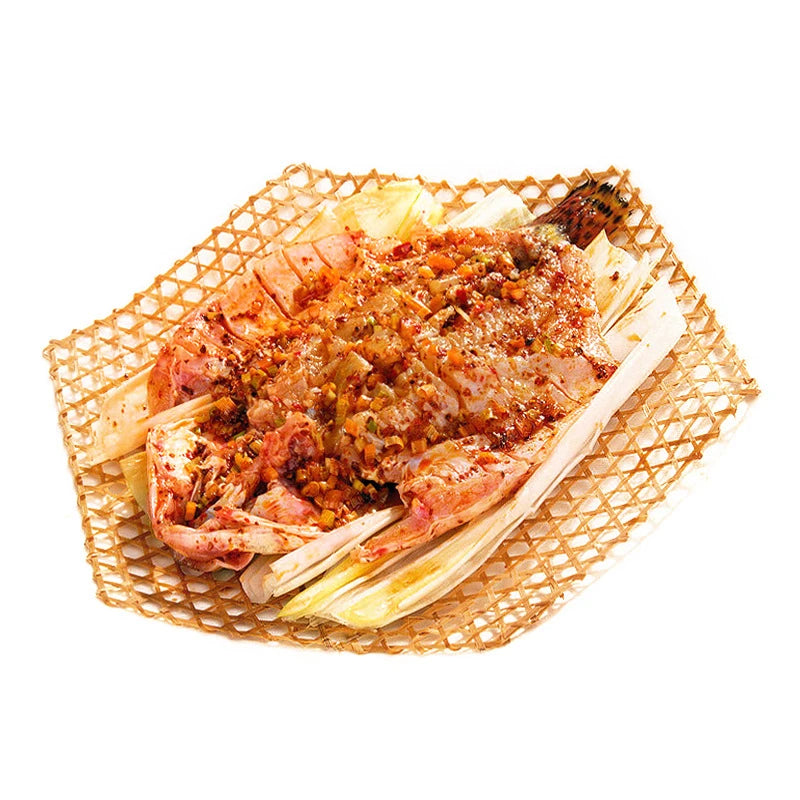 Handmade Hexagonal Bamboo Woven Mat (5-Pack) - Japanese Style Food Serving Net & Steamer Liner