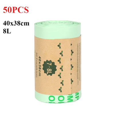 50pcs 6/8/10L /30L flat Trash Bags Biodegradable Compostable Garbage Bags Household, kitchen use