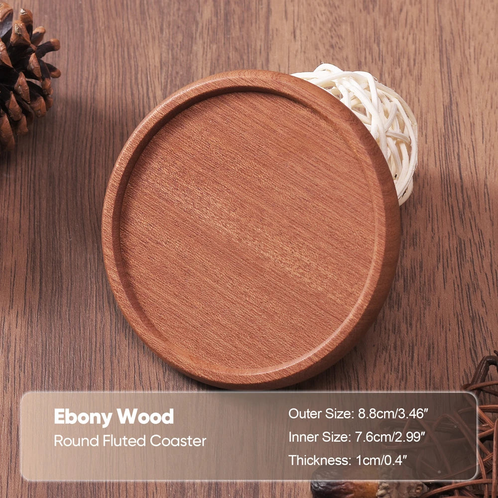 Premium Solid Walnut & Beech Wood Coaster – Round or Square Drink Cup Mat, Heat-Resistant Coffee & Tea Cup Pad, 8.8cm Durable Drink Placemats