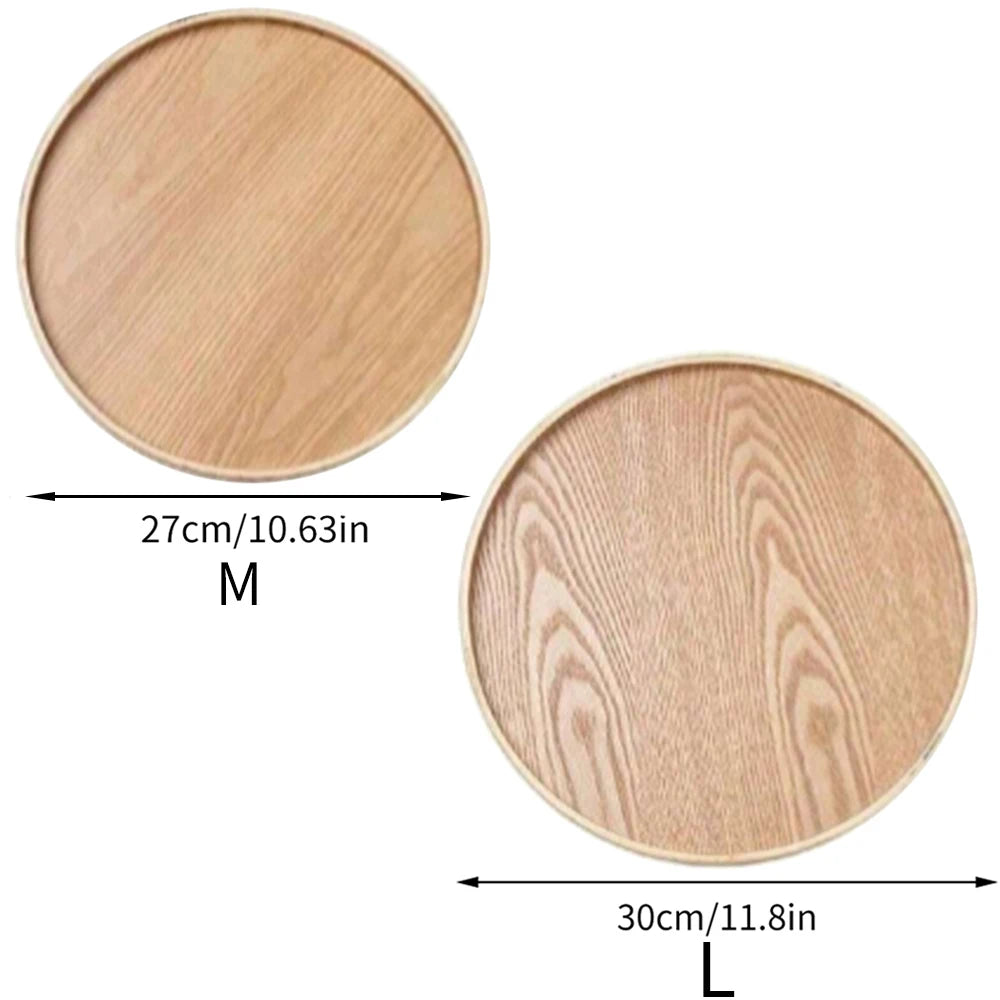 Round Wooden Serving Tray – 21cm / 27cm / 30cm Rustic Wooden Platter for Coffee, Tea, Breakfast, Dinner & Food Serving – Decorative Kitchen & Home Table Tray