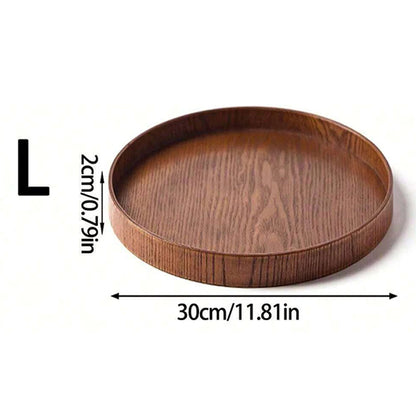 Round Wooden Serving Tray – 21cm / 27cm / 30cm Rustic Wooden Platter for Coffee, Tea, Breakfast, Dinner & Food Serving – Decorative Kitchen & Home Table Tray