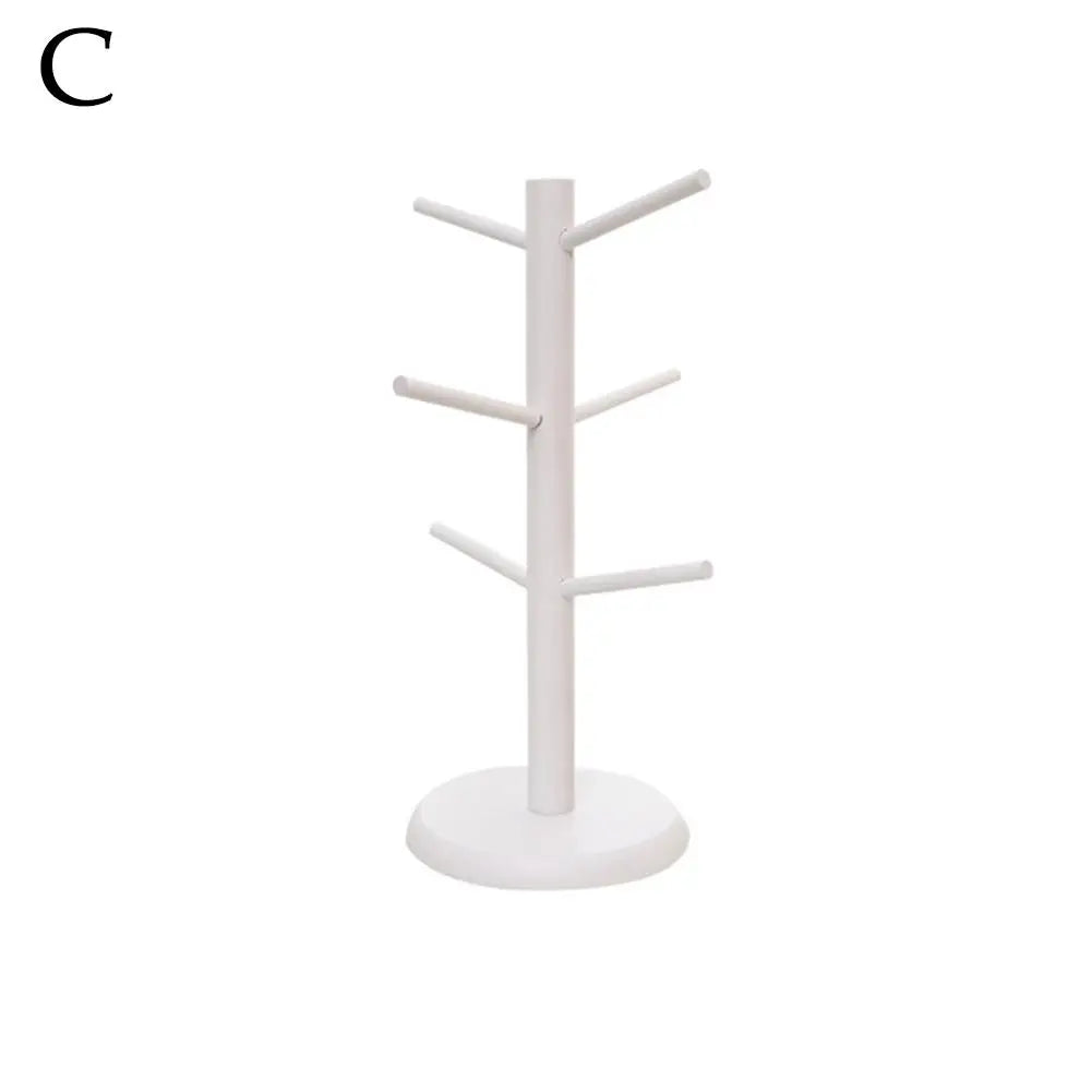 Nordic Bamboo Mug Tree | 6-Hook Eco-Friendly Coffee Cup Stand & Kitchen Counter Organizer | Thick Round Base
