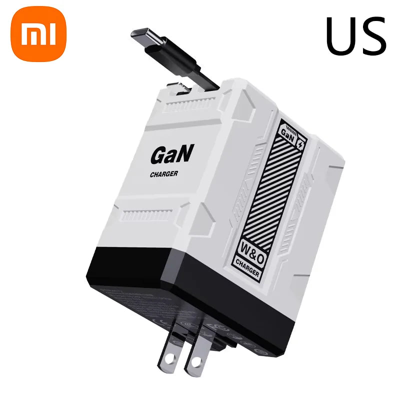 Xiaomi 120W GaN Fast Charger – Retractable USB-C & Lightning Cable, Portable Adapter for iPhone 16, iPad, MacBook