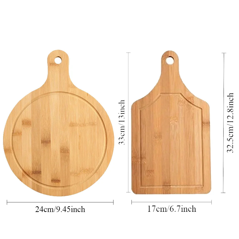 Rustic Pine Wood Pizza Peel & Serving Board (7-14 Inch) - Authentic Kitchenware