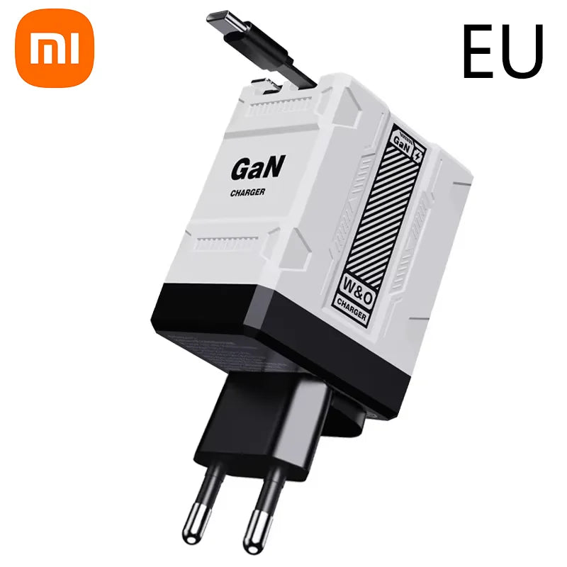 Xiaomi 120W GaN Fast Charger – Retractable USB-C & Lightning Cable, Portable Adapter for iPhone 16, iPad, MacBook