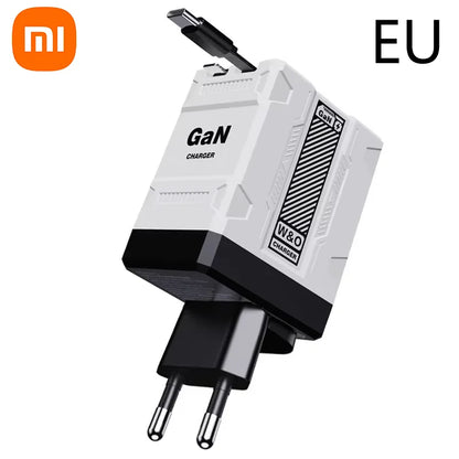 Xiaomi 120W GaN Fast Charger – Retractable USB-C & Lightning Cable, Portable Adapter for iPhone 16, iPad, MacBook