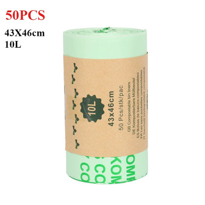 50pcs 6/8/10L /30L flat Trash Bags Biodegradable Compostable Garbage Bags Household, kitchen use