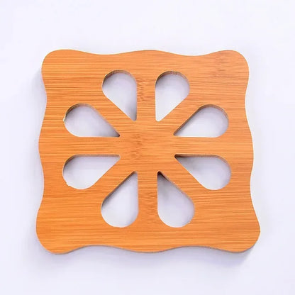 Nordic Plock Bamboo Cute Animal Trivet - Heat Resistant Wood Pot Holder - Cat & Fish Pattern - Eco Friendly Table Protection