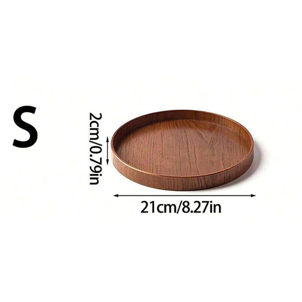 Round Wooden Serving Tray – 21cm / 27cm / 30cm Rustic Wooden Platter for Coffee, Tea, Breakfast, Dinner & Food Serving – Decorative Kitchen & Home Table Tray