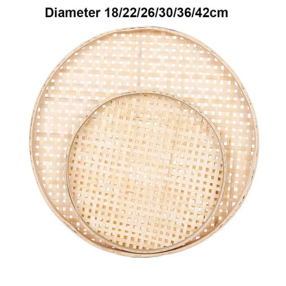 NordicNature Handwoven Bamboo Serving Tray & Wall Decor - Eco-Friendly Round Storage Basket