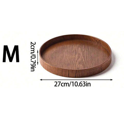Round Wooden Serving Tray – 21cm / 27cm / 30cm Rustic Wooden Platter for Coffee, Tea, Breakfast, Dinner & Food Serving – Decorative Kitchen & Home Table Tray