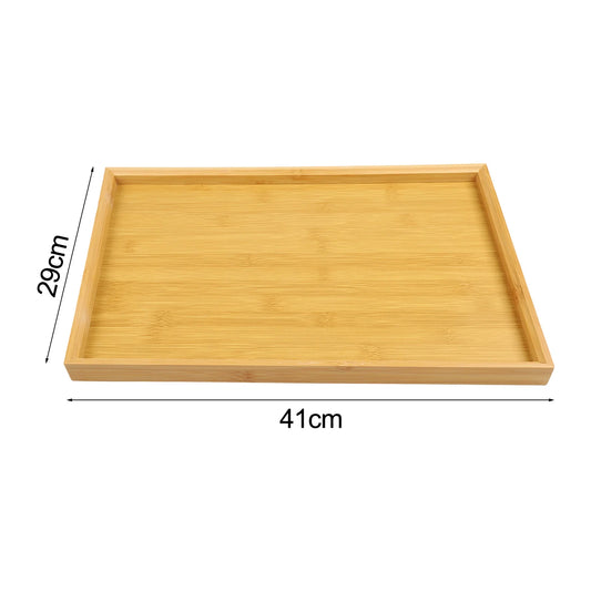 Bamboo Serving Tray - Rectangular Wooden Organizer for Kitchen, Breakfast & Tea - Eco-Friendly & Durable