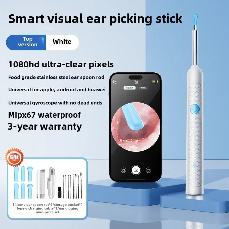 Wireless Ear Cleaning Endoscope with Camera – Visual Silicone Ear Spoon Otoscope Safe Earwax Removal Tool for Kids & Adults