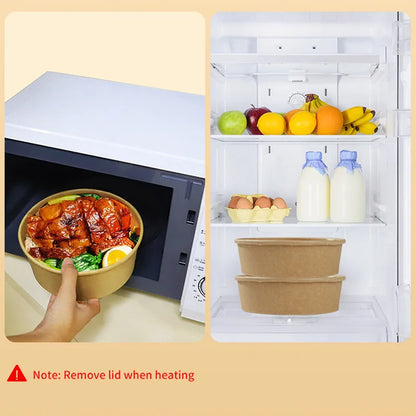 Disposable Kraft Paper Bowls with Lids (25 Sets) – Eco-Friendly Food Containers for Soup, Salad & Hot Foods