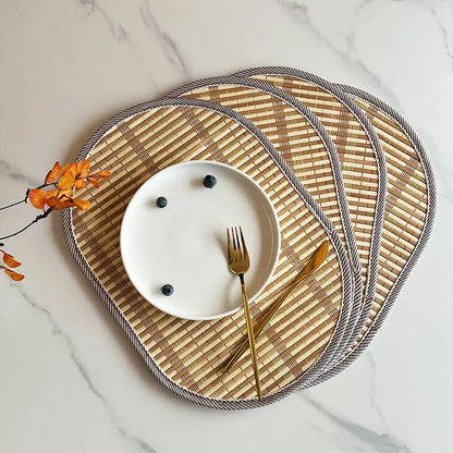 Oval Bamboo Placemat l Heat Resistant Woven Dining Table Mats | Nordic Japandi Decor