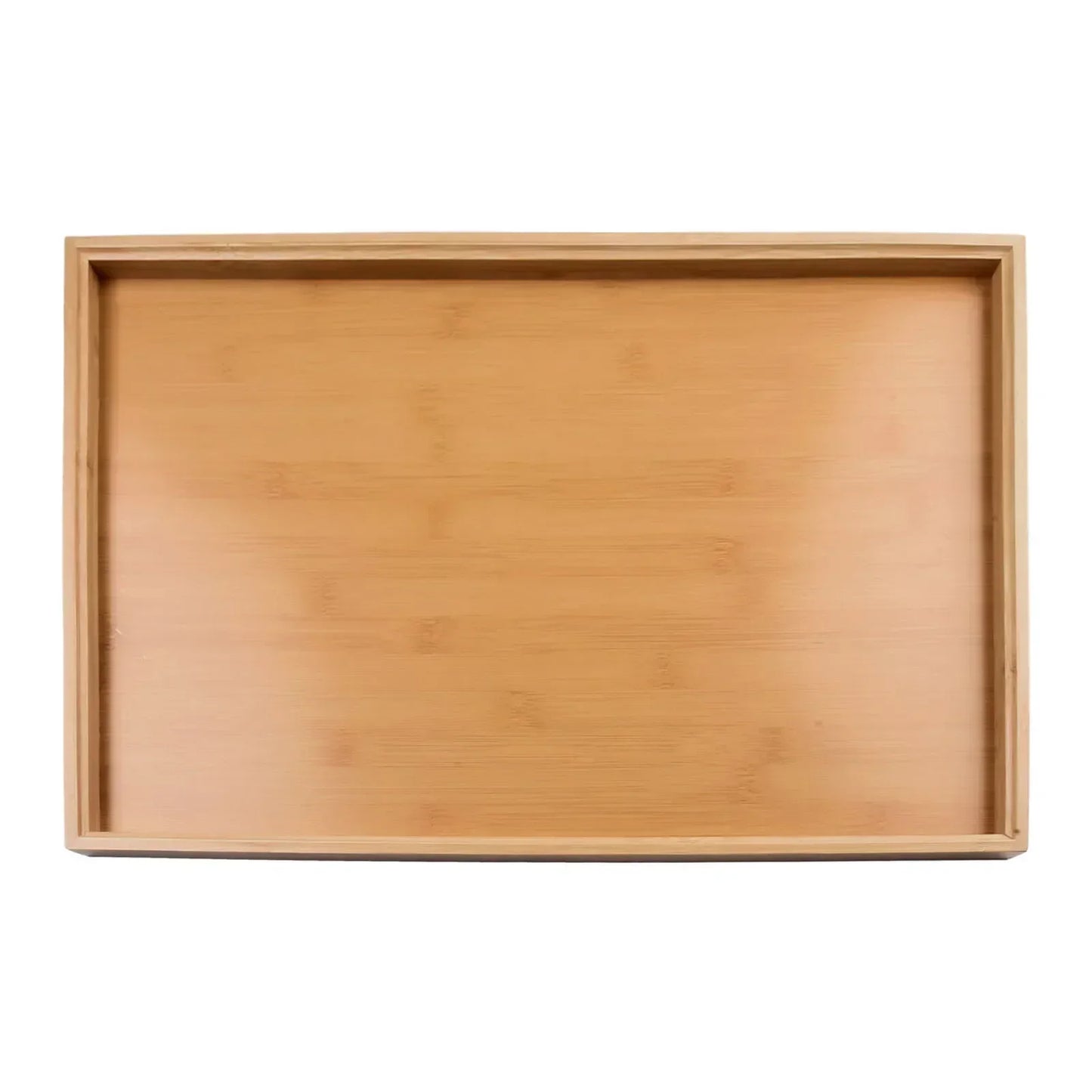 Bamboo Serving Tray - Rectangular Wooden Organizer for Kitchen, Breakfast & Tea - Eco-Friendly & Durable