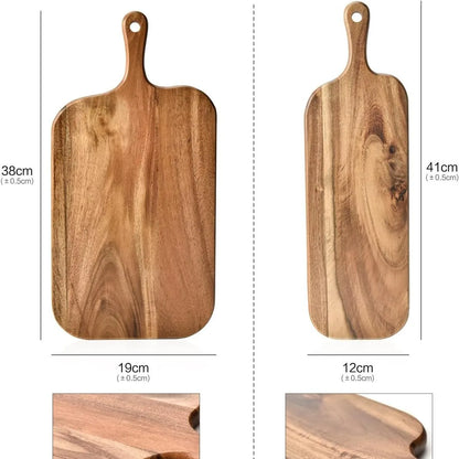 Wooden Cutting Board with Handle – Rustic Serving Board, Cheese Board, Charcuterie Platter, Bread & Fruit Serving Tray for Kitchen and Home
