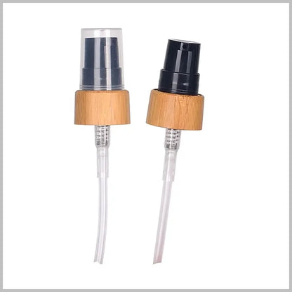 10x Natural Bamboo Mist Spray & Lotion Pump Tops (18/20/24mm) - Eco-Friendly Replacement Lids for Essential Oils & Cosmetics