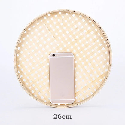 NordicNature Handwoven Bamboo Serving Tray & Wall Decor - Eco-Friendly Round Storage Basket