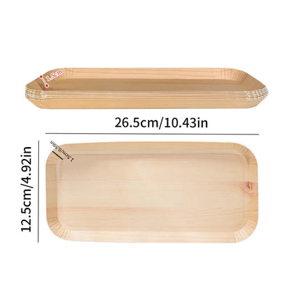 10/20 pcs Disposable Rectangle Plates - Compostable Wood Grain Paper Trays for Bread and Dinner. Eco-Friendly Disposable Tableware Accessories