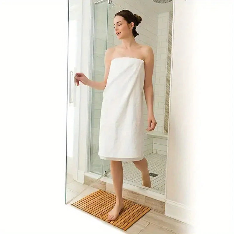Nordic Spa Bamboo Bath Mat - Non-Slip, Water Resistant & Roll-Up Design