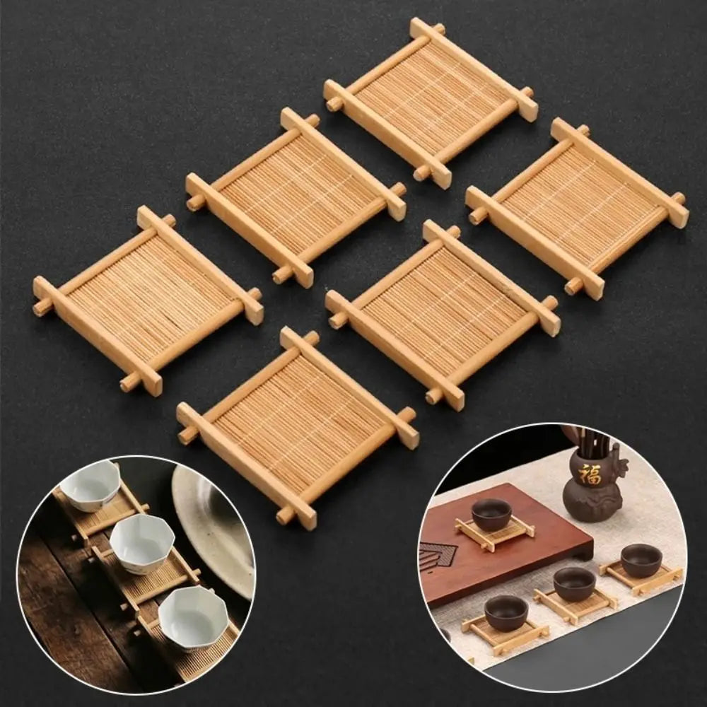 Handcrafted Bamboo Tea Coaster - Zen Gongfu Cup Mat & Tray