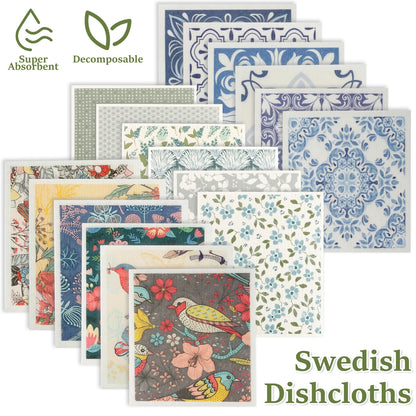 6/12 PCS Swedish Dishcloths – Super Absorbent Kitchen Dish Towels & Rags, Soft Non-Woven Cleaning Cloths for Washing Dishes, Counters & Home Use
