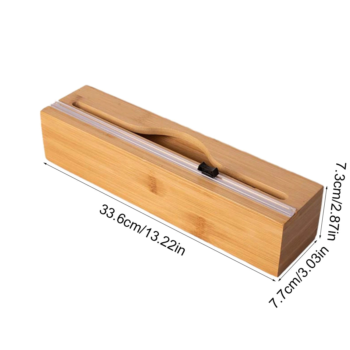 Bamboo Kitchen Wrap Dispenser with Foil & Cling Film Cutter – Plastic Wrap, Aluminum Foil & Bag Organizer – Fresh Bag, Trash Bag Holder – Refillable Wooden Storage Box - 1pc