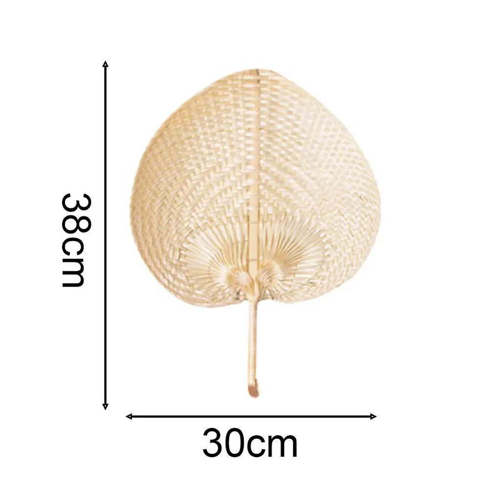 Handmade Palm Leaf Fan - Natural Straw Boho Wall Decor & Summer Cooling Handheld Fan