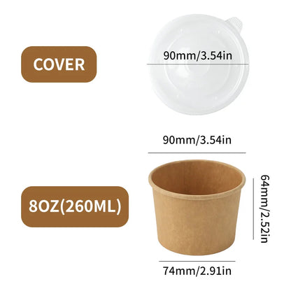 Disposable Kraft Paper Bowls with Lids (25 Sets) – Eco-Friendly Food Containers for Soup, Salad & Hot Foods