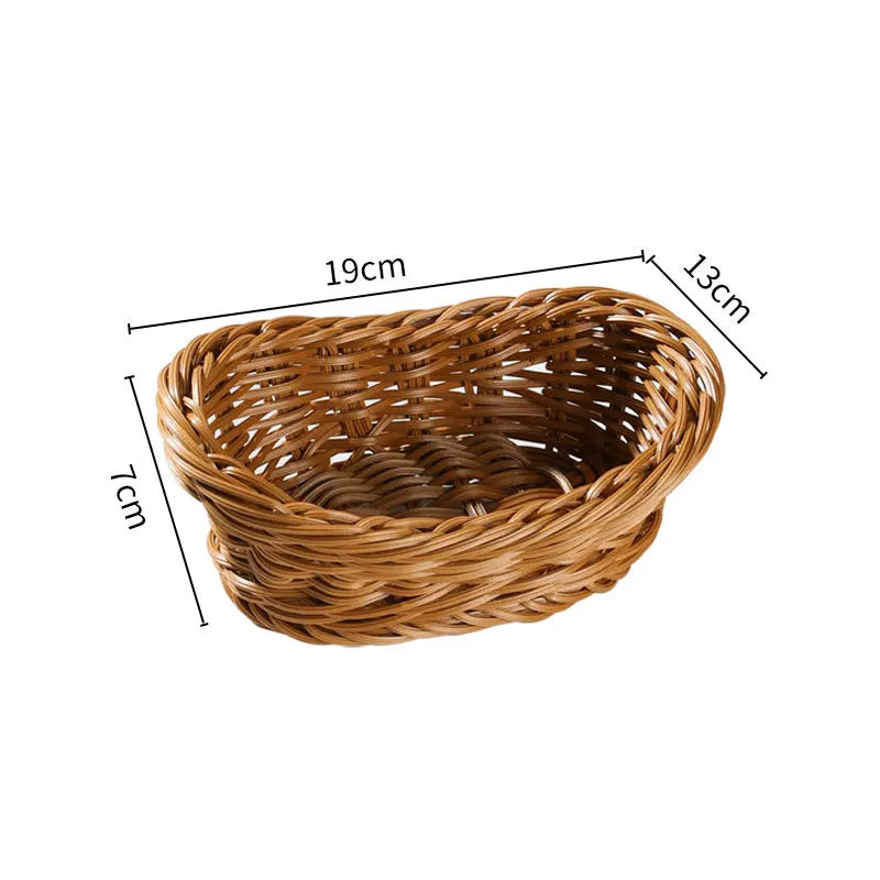 Decorative Woven Storage Basket – Rattan Style Serving Tray for Fruit, Snacks & Kitchen Counter Organizer