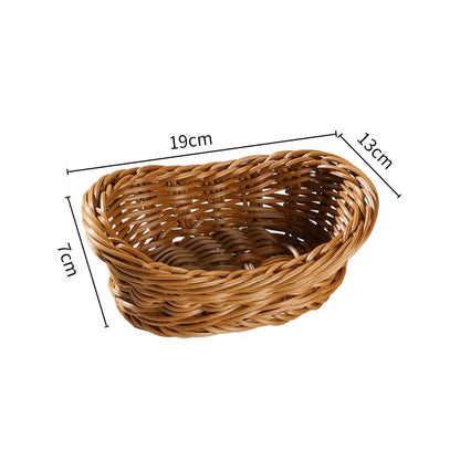 Decorative Woven Storage Basket – Rattan Style Serving Tray for Fruit, Snacks & Kitchen Counter Organizer