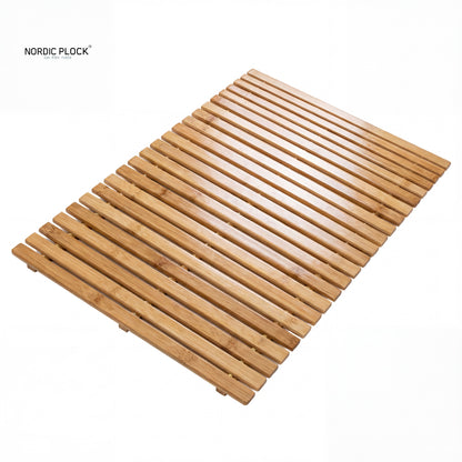 Nordic Spa Bamboo Bath Mat - Non-Slip, Water Resistant & Roll-Up Design