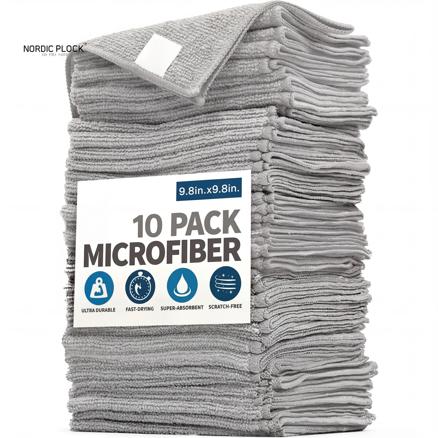 NanoScale Bamboo Coral Fleece Microfiber Dish Cloths (10-Pack) - Ultra Absorbent & Oil-Resistant 25x25cm