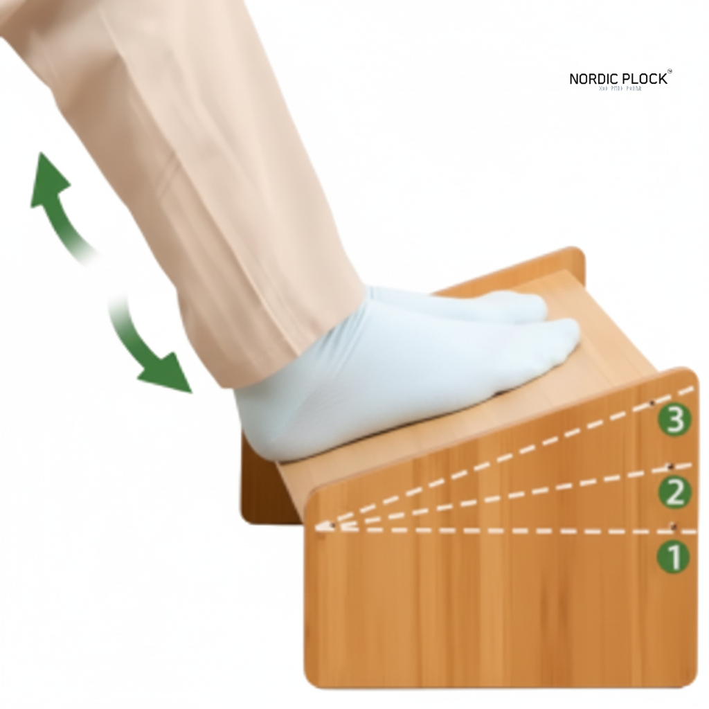 Adjustable Bamboo Under Desk Footrest - Ergonomic 3-Level Height Leg Support for Home Office & Gaming