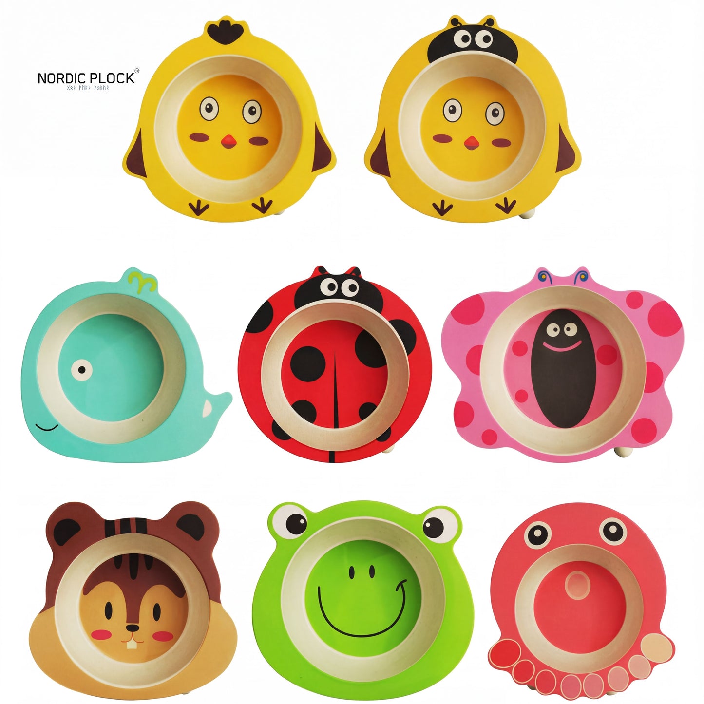 Eco-Friendly Bamboo Fiber Baby Feeding Bowl - Cute Animal Designs (BPA Free)