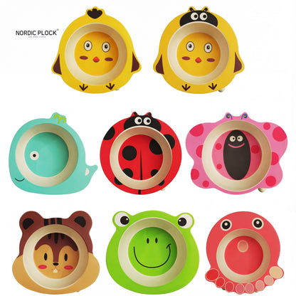 Eco-Friendly Bamboo Fiber Baby Feeding Bowl - Cute Animal Designs (BPA Free)